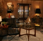 Grosfeld House lucite, wood and mirror cabinet