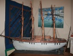 Antique American large skillfully hand-crafted four-masted sailing ship model. 4 ft long