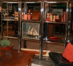 Set of Three Chrome and Glass Shelf Units